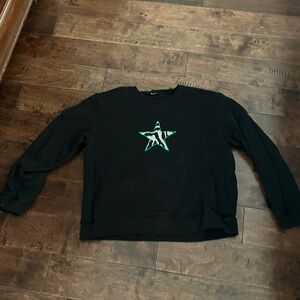 Saint and Sofia Crewneck Sweatshirt with Teal Black Zebra Star Motif size 14